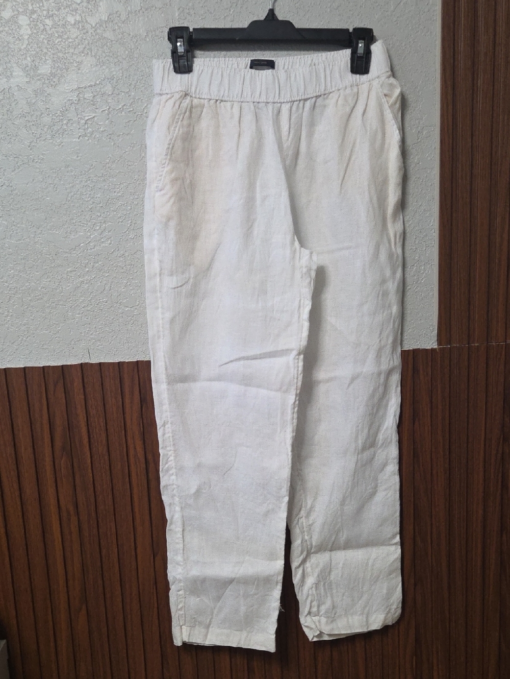 RACHEL Rachel Roy White 100% Linen Elastic Waist Pants Small Sise Petite Women.